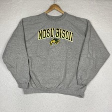 Vintage North Dakota State Bison Sweatshirt Mens XL Grey NDSU Made In USA Cotton