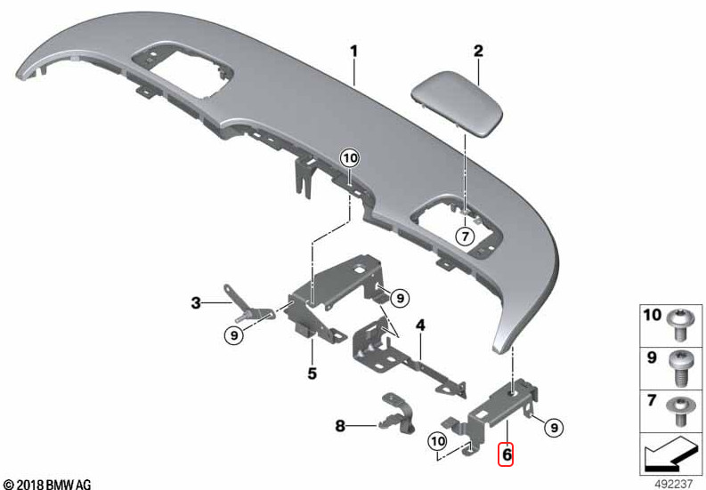 2017-2023 Rolls Royce Dawn RR6 Rear Left Rollover Protection Cover Bracket OEM