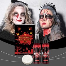 1 Set Halloween Party Role Play Fake Blood Kit Zombie Vampire Makeup Accessory