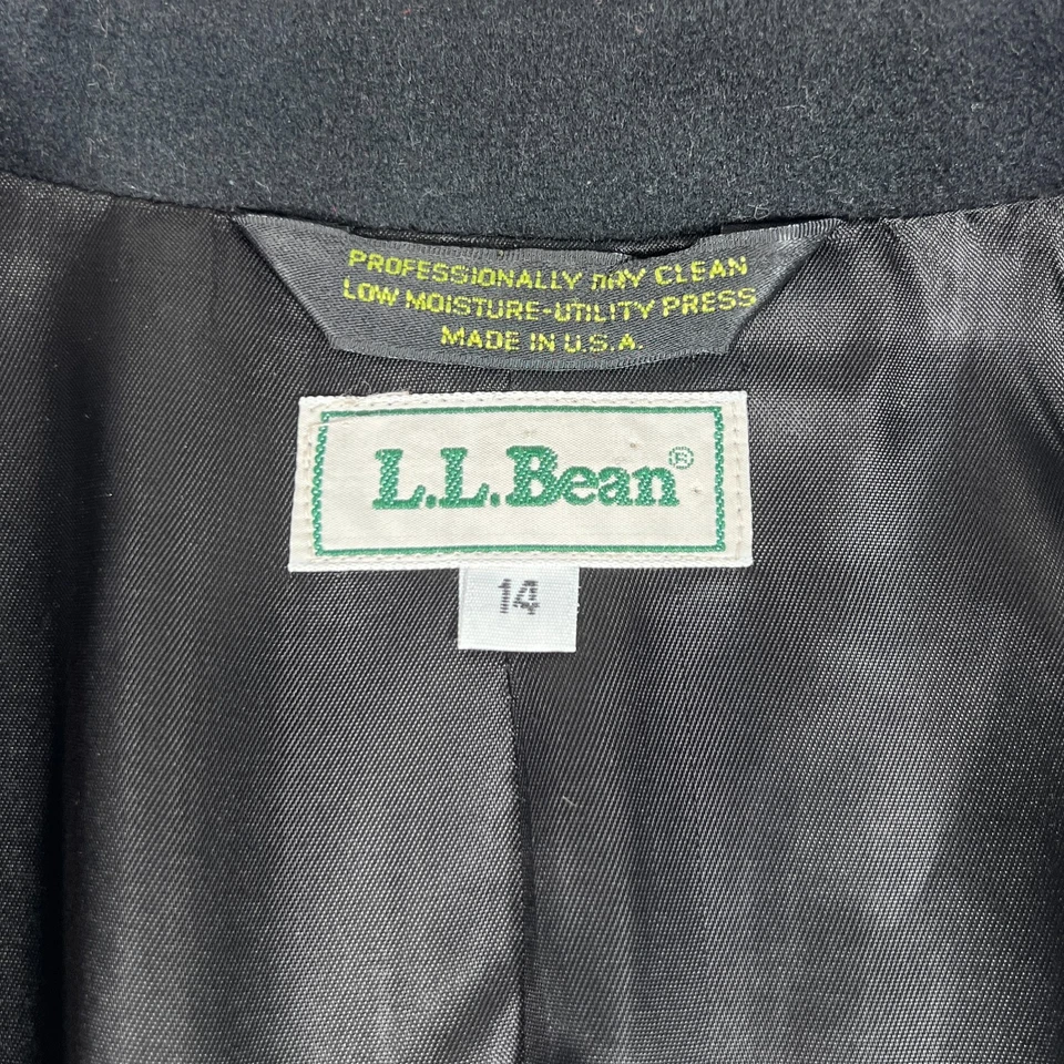 L.L. Bean Womens Black Single Breasted Slim Fit Diagonal Suit Blazer Size 14 - Image 3 of 4