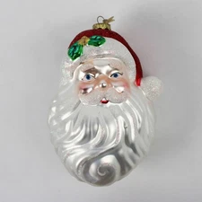 Old World Christmas Glass Santa Head Ornament 5.5"