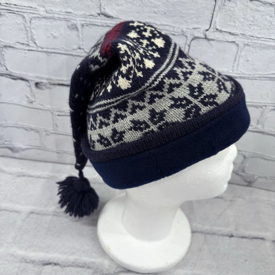 Vintage 90s Eddie Bauer Wool Stocking Cap Beanie Hat Pom Pom Fair Isle USA 9647 - Image 2 of 4