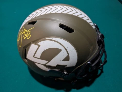 Marshall Faulk  Signed Rams FS Replica Salute to Service Helmet