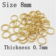50PCS Stainless Steel Gold Plated Jump Ring 8mm x .7mm, High Quality SSC63-7mm