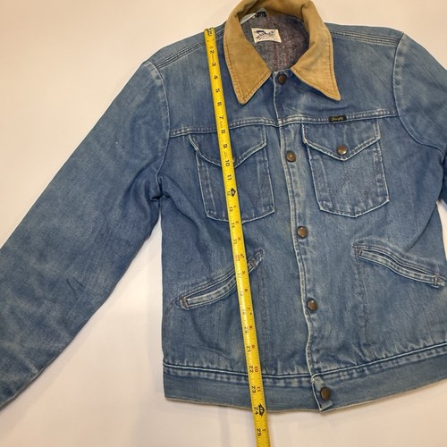 Vintage 70s Wrangler Denim Blanket Lined Trucker Jeansjacke Cowboy USA - LESEN - Bild 4 von 18