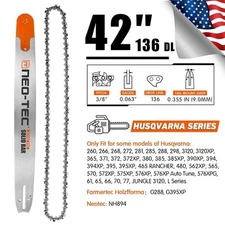 42'' Chainsaw Guide Bar 3/8" 0.063" 136DL Chain For Husqvarna 365 372XP 380 385