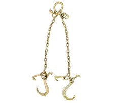 G70 V Chain Bridle w/ 8" Medium J Hooks, T- Hook & J-Hook w/ Grab Hooks 2' Le...