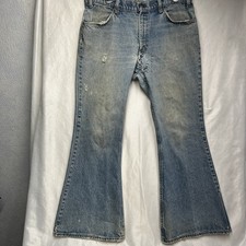 Vintage 70s Levi s Bell Bottom Jeans Patchwork Distressed 36x32 35x30.5 Flare