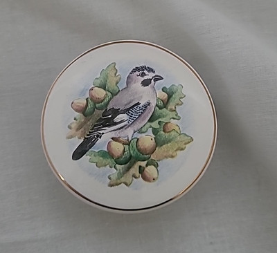 Vintage Royal Duchy Keramik Schmucktopf Eichelhäher Vogel Design & ''Every Little Helps''