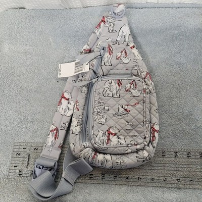 Vera Bradley Iconic Mini Sling Backpack Beary Merry Polar Bear Gray 26761-P61