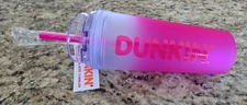 Dunkin Summer 2024 Ombre Plastic Insulated 24oz Tumbler Pink + Straw Brand New