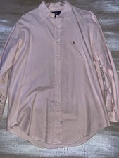 Ralph Lauren Yarmouth Men's Pink White Striped Cotton Dress Shirt 15.5 34/35