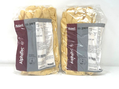 (2) 12-pack  Ansell AlphaTec 88-390T Chemical Resistant Gloves Size 9