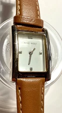 NINE WEST Ladies Wristwatch with Leather Strap Has  New Battery Keeps Good Time