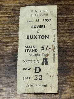 1951/52 Doncaster Rovers V BUXTON FA CUP NON LEAGUE Ticket FOOTBALL STUB