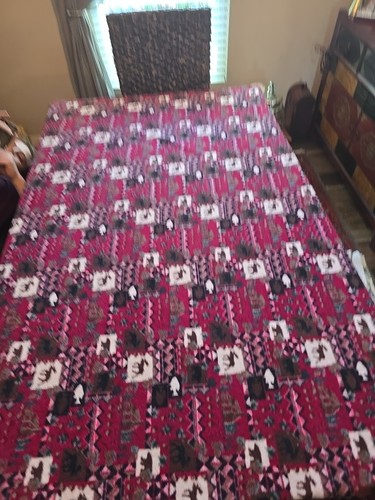 Vtg 1990s Rustic Cabin Lodge Fleece Throw Blanket Wildlife Nature Bear Deer Fish