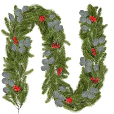 6.6 Ft Artificial Christmas Norfolk Garland, Single Fork Norfolk Pine with Re...