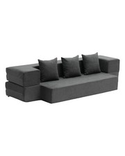 Uimoso Folding Sofa Bed 3-in-1 Foldable Couch Bed with 3 Pillows Dark Grey Twin
