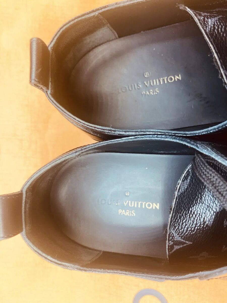 Louis Vuitton LV Black Canvas Laced Ankle Rise Flat Sneakers Louis Vuitton LV Black Canvas Laced Ankle Rise Flat Sneakers