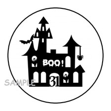 30 HALLOWEEN HAUNTED HOUSE ENVELOPE SEALS LABELS STICKERS 1.5" ROUND FAVORS