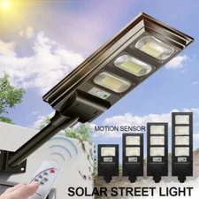 LED Solar Powered Street Light 6000K Motion Sensor Remote Control+Pole Security