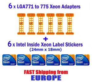 6-x-LGA-771-To-LGA-775-Xeon-CPU-mod-Adaptateurs-6-x-Xeon-Etiquette-Autocollants-Q8200