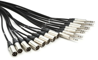 JUMPERZ J8CHTRS-XM-15 8-channel 1/4 inch TRS Male to XLR Male Snake - 15 foot