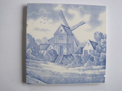 ANTIKE/VINTAGE 6'' DELFTER STIL BLAU & WEISSE FLIESE - WINDMÜHLE & HÄUSER