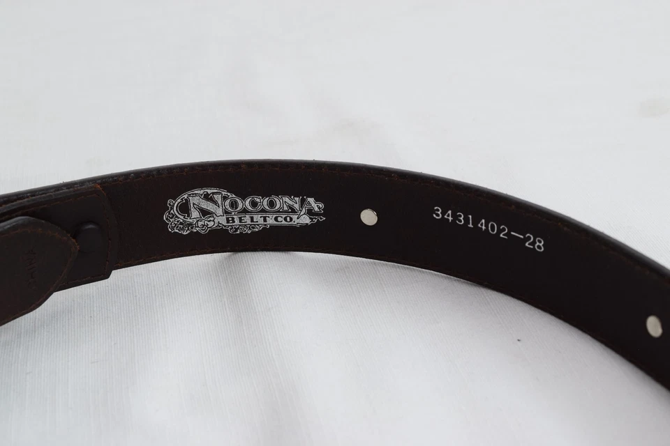 Nocona Womens Western Leather Belt 28 Silver Floral Buckle Turquoise Cowgirl - Image 3 of 4