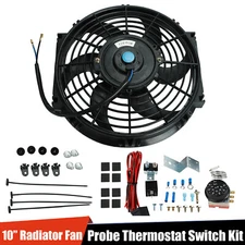 10" INCH  BLACK ELECTRIC RADIATOR COOLING FAN + THERMOSTAT SWITCH KIT UNIVERSAL