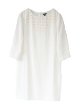 NWT Ann Taylor Women Size 10 Off White Cream Jewel Neck Sleeveless Sheath Dress