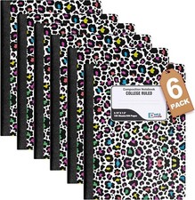 Composition Notebooks 6 Pack College Ruled Paper 7.5 x 9.75 100 Sheets Leopard p