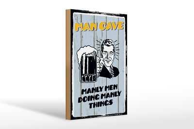 Holzschild Spruch 20x30 cm Man cave Bier manly men doing Deko Schild wooden sign