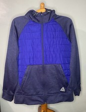 Reebok Branded Mens Hybrid Blue Puff Jersey Hooded Jacket Size Large