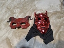 Horned Red Devil Mask LOT OF 2- HALLOWEEN OR DECOR 