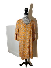 Simple Fun Dress Size XXL Floral V Neck  Zip Bell Sleeve 3/4 Sleeve