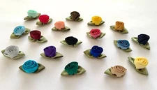 Satin Ribbon Roses Flowers Rosebuds Appliques Small Assorted Colors 36 144 pcs