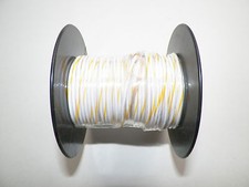 100 FOOT SPOOL 18 GAUGE GXL HI TEMP WIRE WHITE/YELLOW STRIPE AUTOMOTIVE  FEET