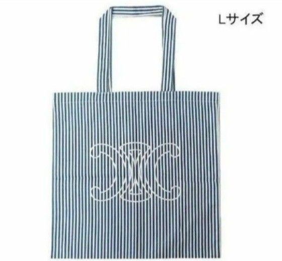 CELINE Tote Bag Novelty Eco Bag Size L New Navy white