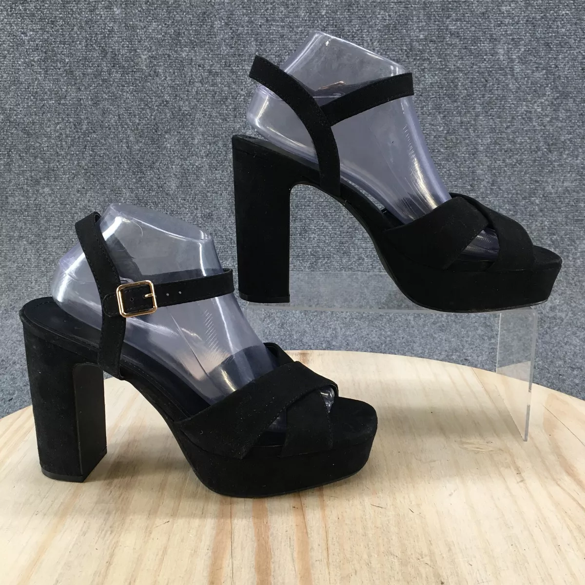 Black open hotsell toe sandal heels