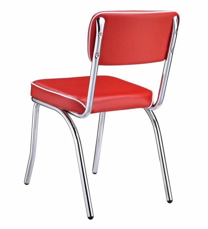 Sillas laterales retro con respaldo abierto rojas y cromadas (juego de 2) Foto 2 de 3