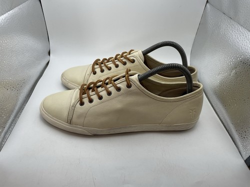 Frye Size 8.5 Mindy Leather Beige Lace Up Sneakers