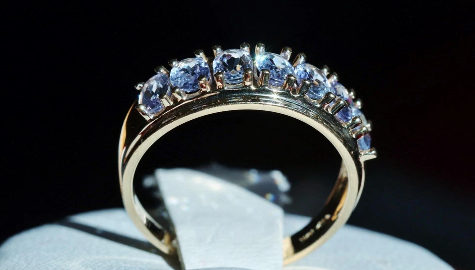 Anillo Oro Amarillo 10k 1.00ct Tanzanita Tratada Natural Talla 6 Banda 2.15gr N3511 Foto 4 de 4