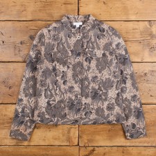 Vintage Charter Club Tapestry Jacket S Cropped Floral Grey Womens Button
