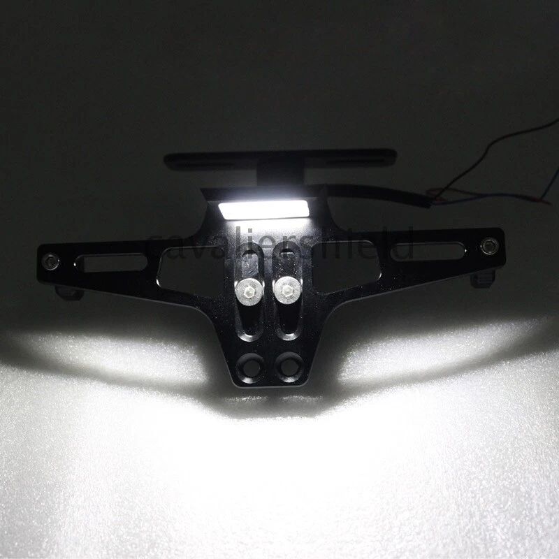 Black License Plate Holder LED Light Bracket Fender Eliminator For Ducati Suzuki - Image 2 of 4