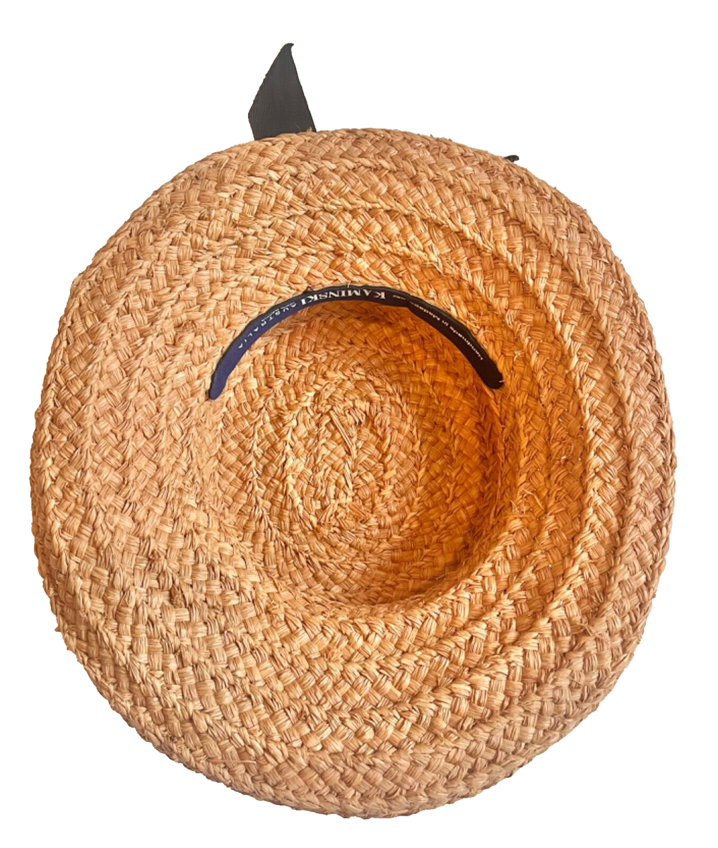 HELEN KAMINSKI Raffia Straw Hat Black Ribbon w/ Box Handmade  display picture 3
