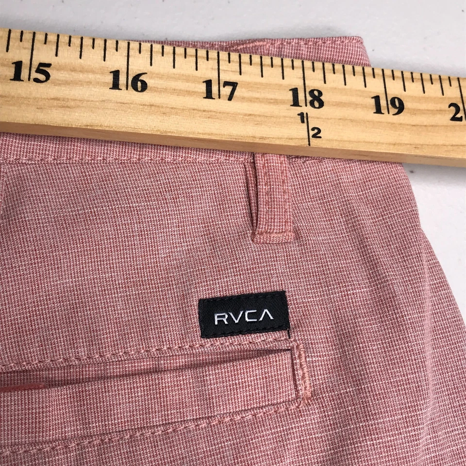 Мужские шорты RVCA 36 красные розовые гибридные плоские спереди китайские плавки двойного назначения - Изображение 4 из 4