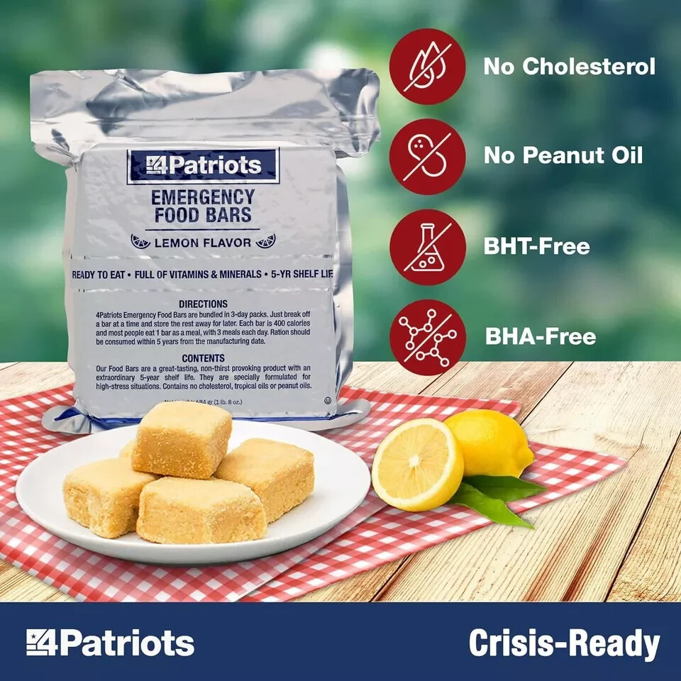 4Patriots Emergency Food Bars: Non-Perishable S.O.S Rations Designed to Last 5 Y