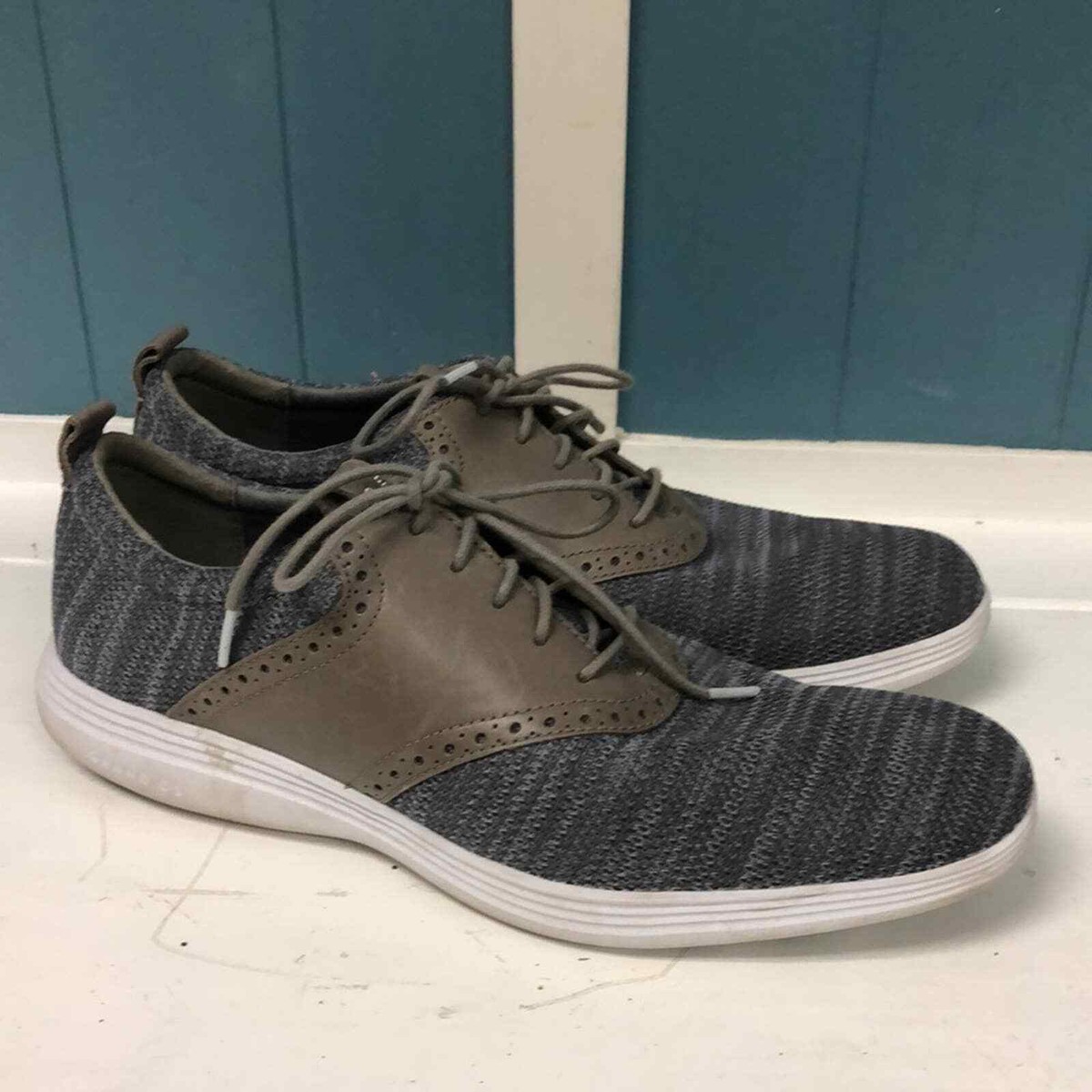Cole Haan Grand OS Oxford Shoes Men\'s‎ size 11Gray Knit Leather Brogue Sneakers Men main image 2