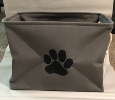 DII Pet Bin Lattice Paw Gray Rectangle Medium Polyester New With Tags